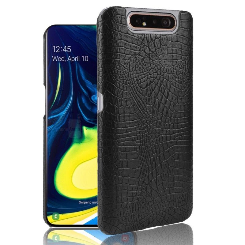 Hülle Samsung Galaxy A80 / A90 Schwarz Krokodilhauteffekt