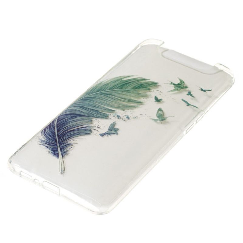 Hülle Samsung Galaxy A80 / A90 Transparente Farbige Feder