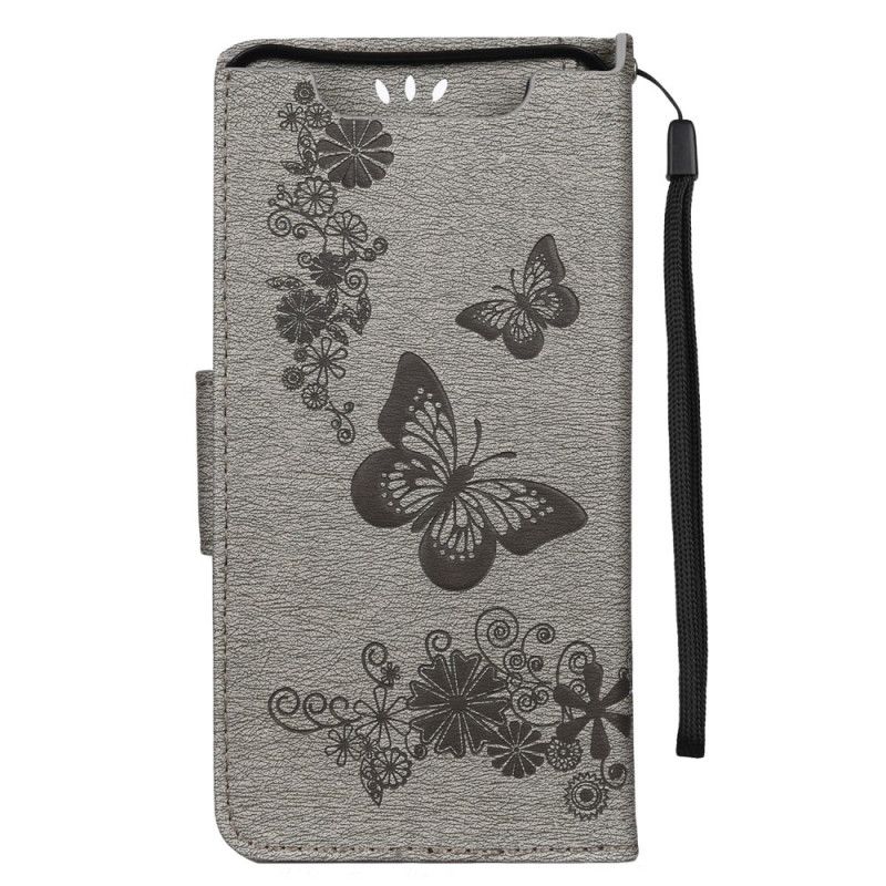 Lederhüllen Für Samsung Galaxy A80 / A90 Schwarz Prächtige Tanga-Schmetterlinge