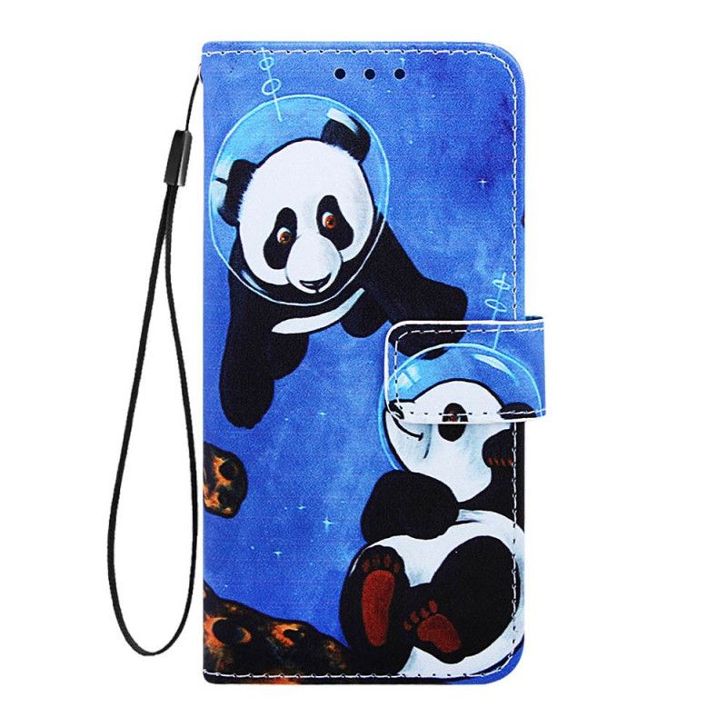 Lederhüllen Samsung Galaxy A80 / A90 Handyhülle Panda-Kosmonauten