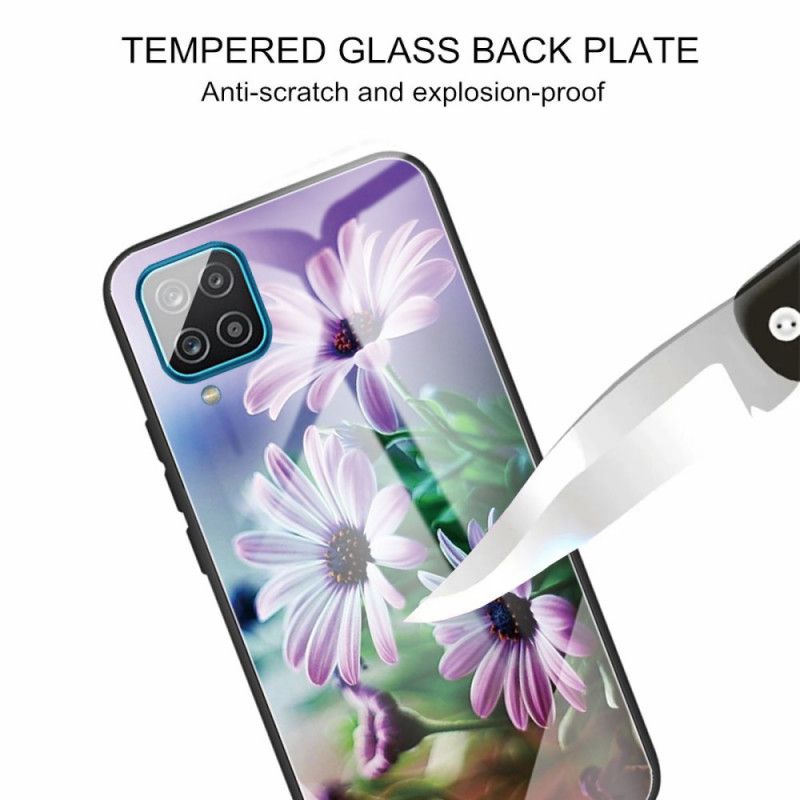 Hülle Samsung Galaxy M32 Blumen Aus Gehärtetem Glas