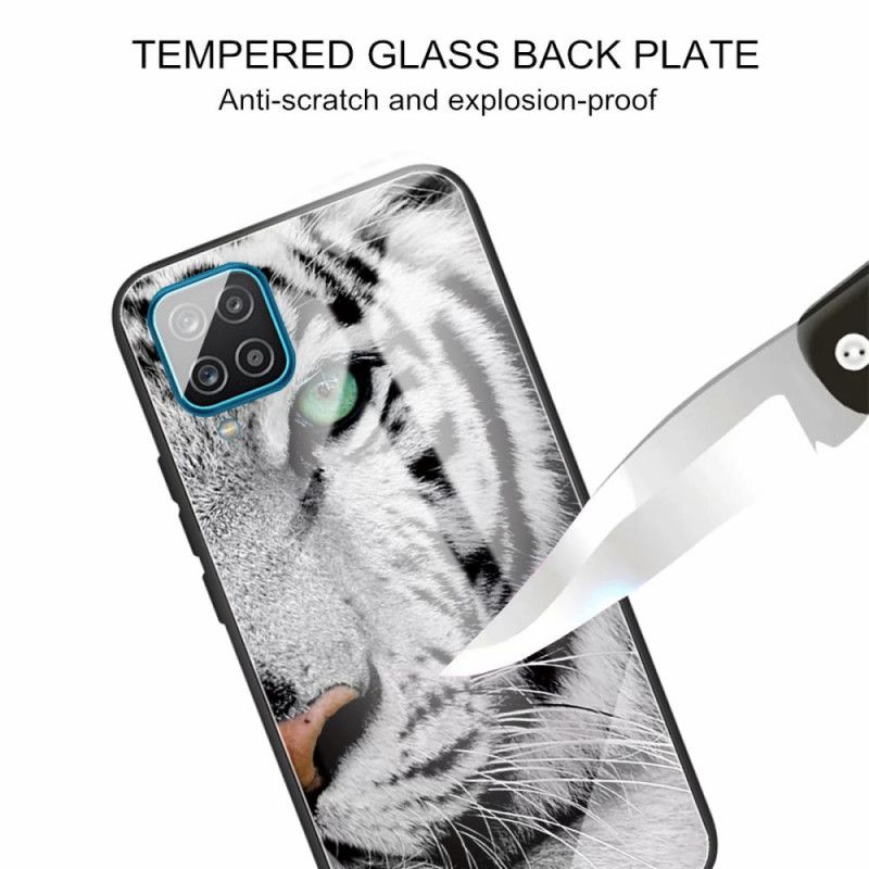 Hülle Samsung Galaxy M32 Handyhülle Tiger Aus Gehärtetem Glas