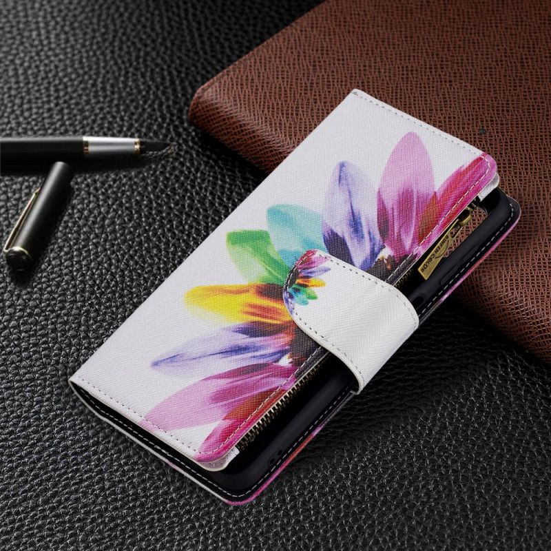 Lederhüllen Für Samsung Galaxy M32 Blumentasche Mit Reißverschluss