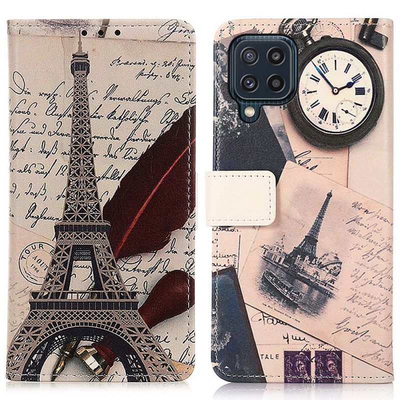 Lederhüllen Für Samsung Galaxy M32 Eiffelturm Des Dichters
