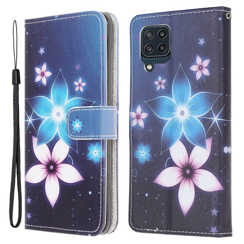 Lederhüllen Für Samsung Galaxy M32 Mondblumen Mit Riemen