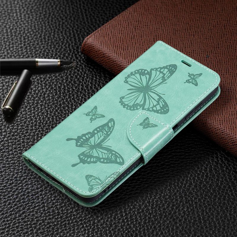 Lederhüllen Für Samsung Galaxy M32 Schmetterlinge Im Flug Mit Lanyard