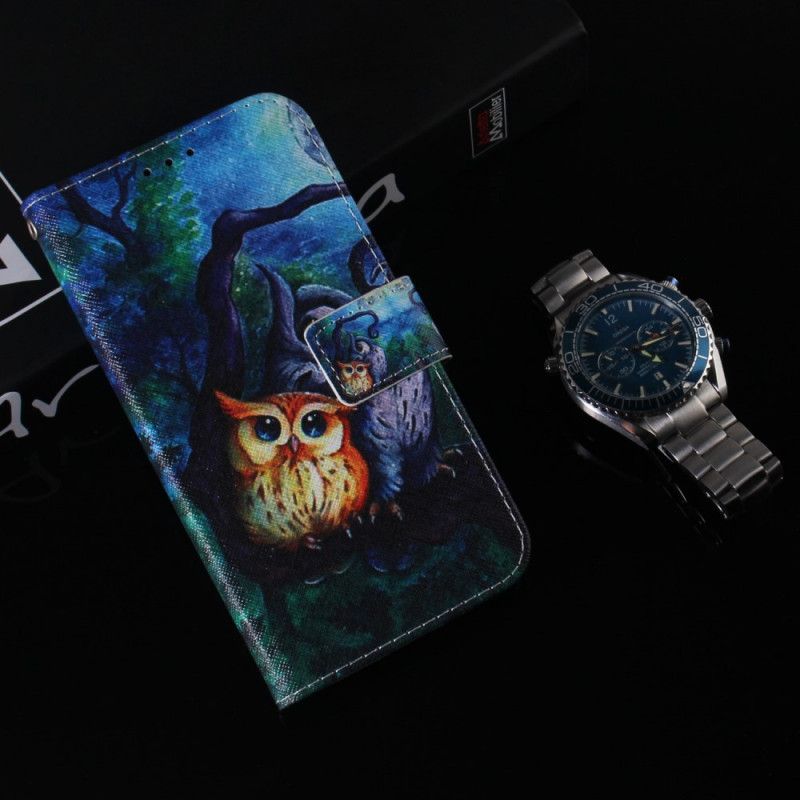 Lederhüllen Samsung Galaxy M32 Handyhülle Gemälde Von Eulen