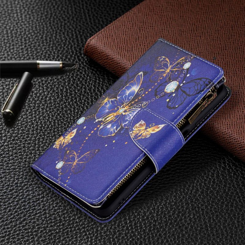 Lederhüllen Samsung Galaxy M32 Handyhülle Schmetterlingstasche Mit Reißverschluss