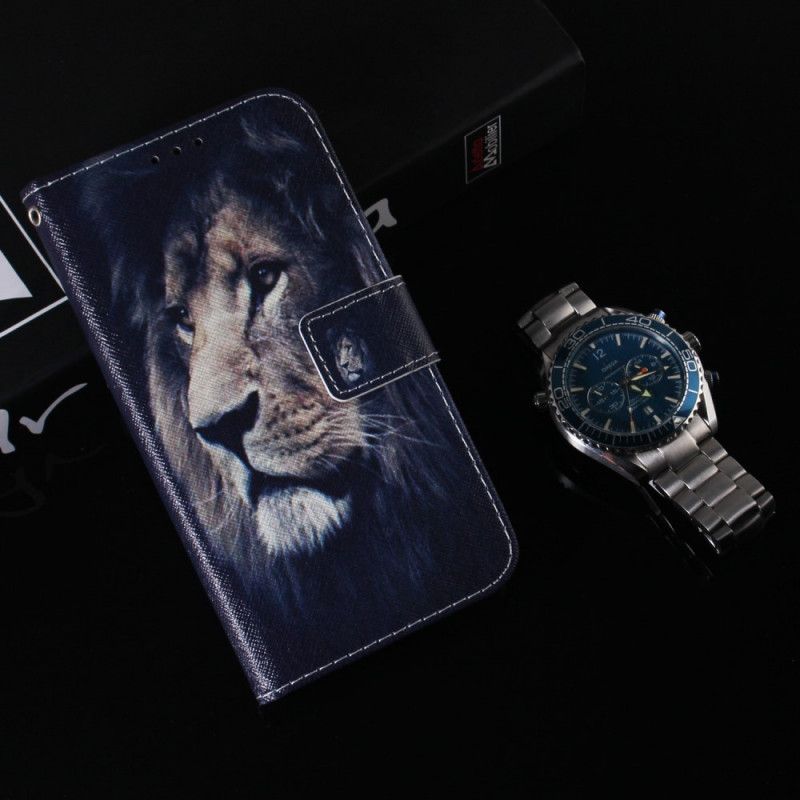 Lederhüllen Samsung Galaxy M32 Handyhülle Träumender Löwe