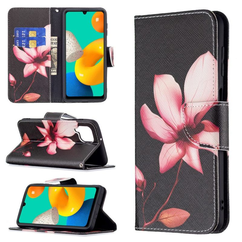 Lederhüllen Samsung Galaxy M32 Rosa Blume