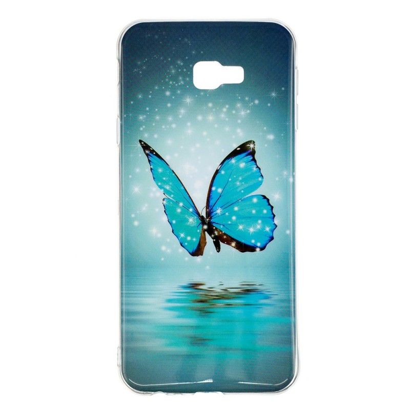 Hülle Für Samsung Galaxy J4 Plus Fluoreszierender Blauer Schmetterling