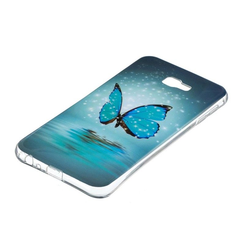 Hülle Für Samsung Galaxy J4 Plus Fluoreszierender Blauer Schmetterling