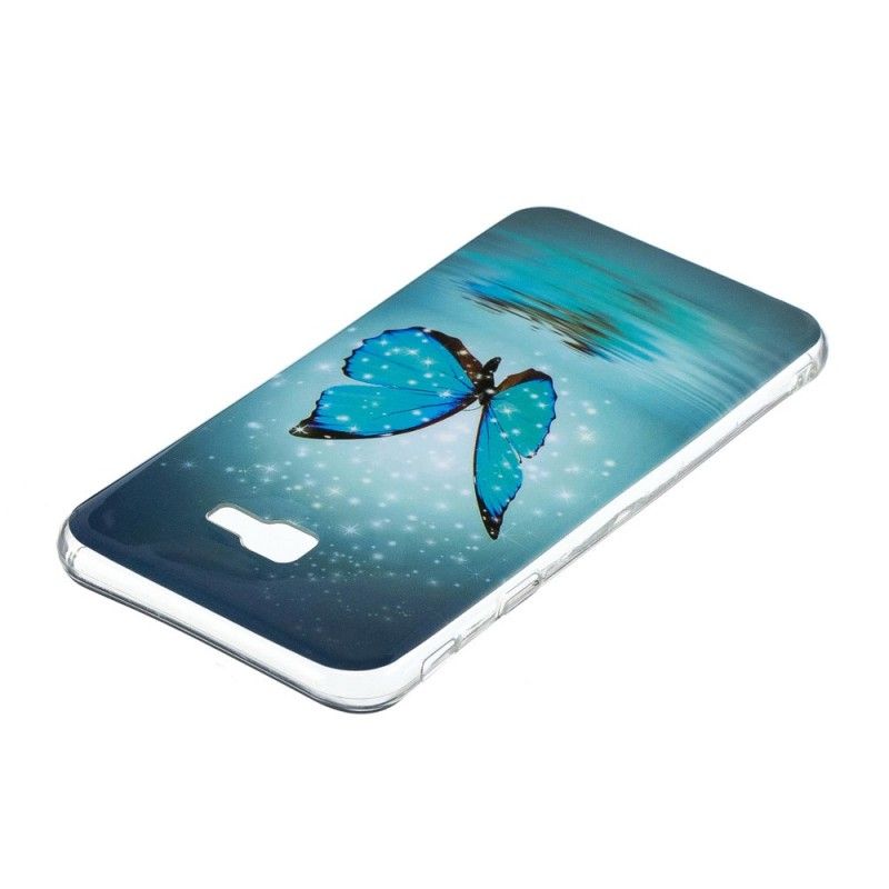 Hülle Für Samsung Galaxy J4 Plus Fluoreszierender Blauer Schmetterling