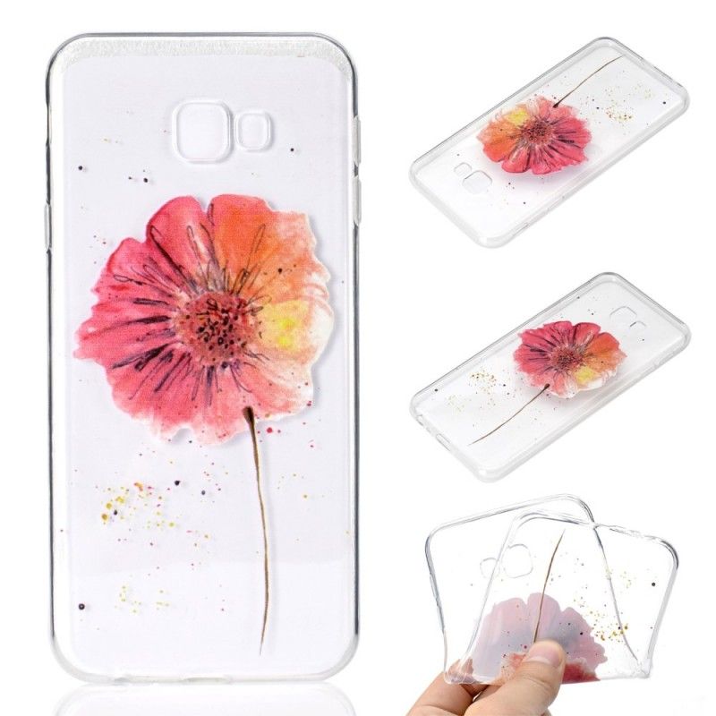 Hülle Samsung Galaxy J4 Plus Handyhülle Transparente Aquarellmohnblume