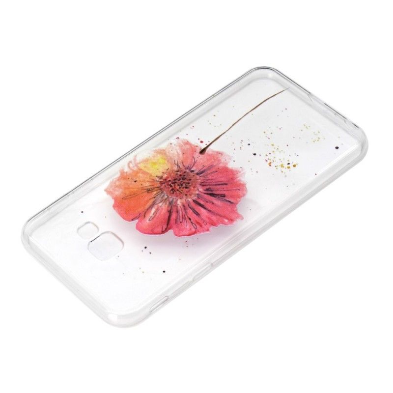 Hülle Samsung Galaxy J4 Plus Handyhülle Transparente Aquarellmohnblume