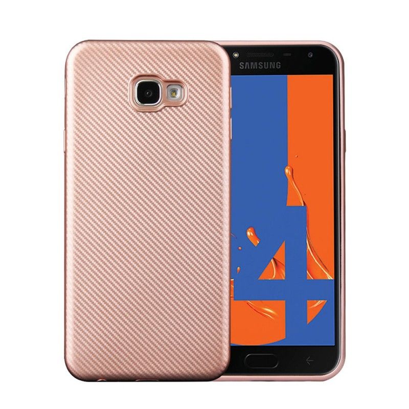 Hülle Samsung Galaxy J4 Plus Schwarz Rutschfest Gewebt