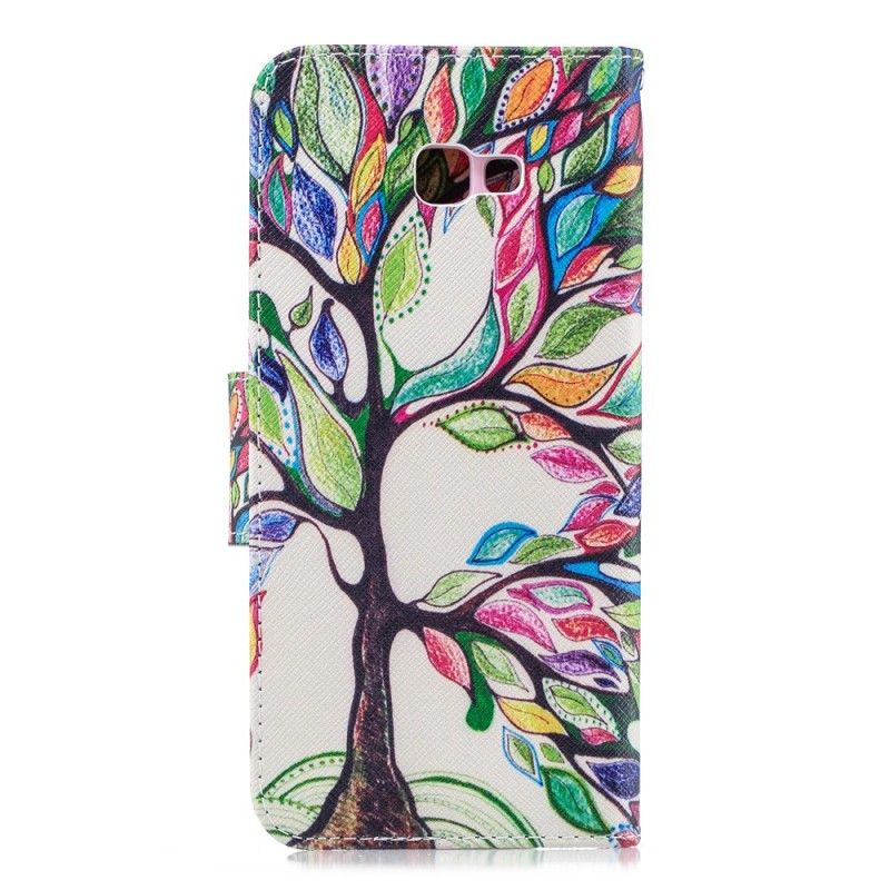 Lederhüllen Samsung Galaxy J4 Plus Farbiger Baum