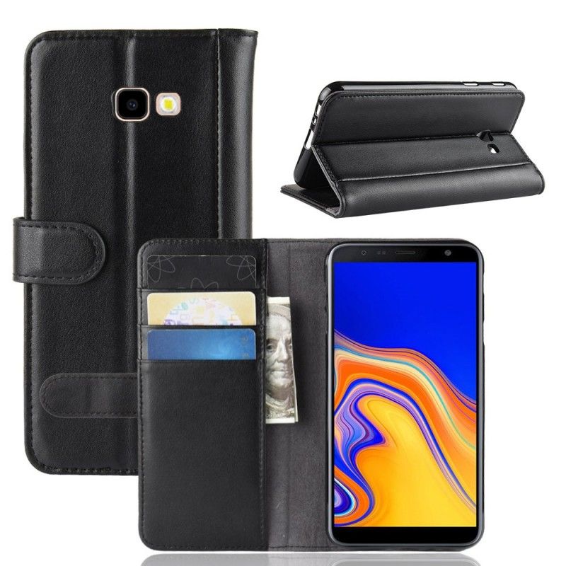 Lederhüllen Samsung Galaxy J4 Plus Schwarz Gespaltenes Leder