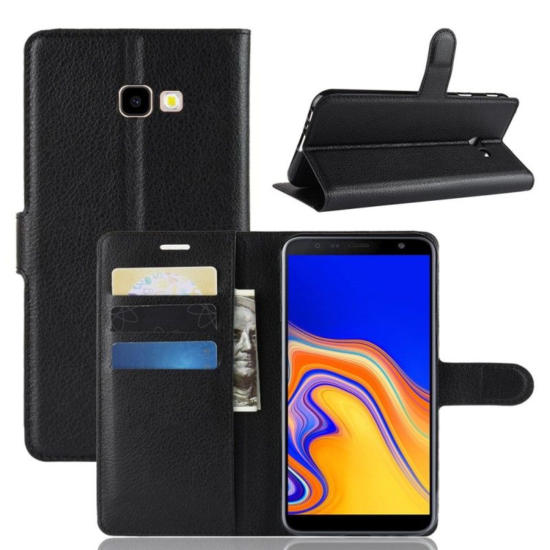 Lederhüllen Samsung Galaxy J4 Plus Schwarz Klassisch