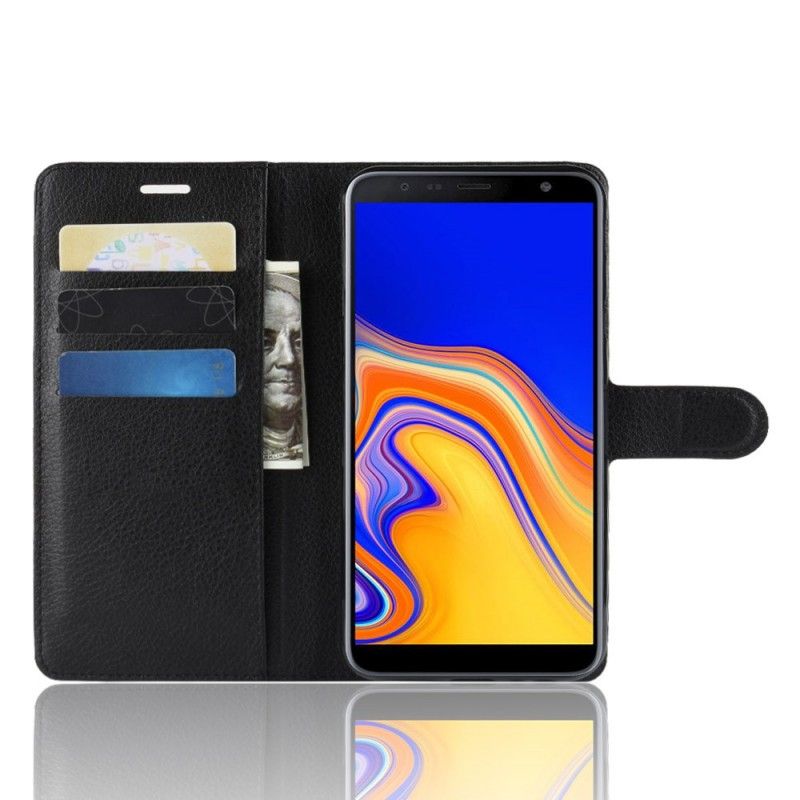 Lederhüllen Samsung Galaxy J4 Plus Schwarz Klassisch