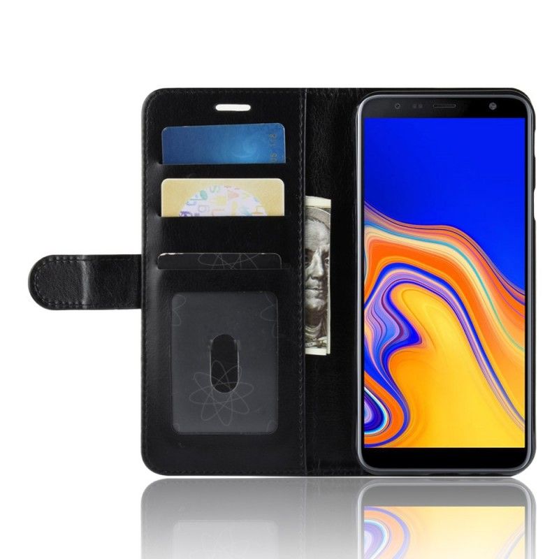 Lederhüllen Samsung Galaxy J4 Plus Schwarz Ultra-Kunstleder