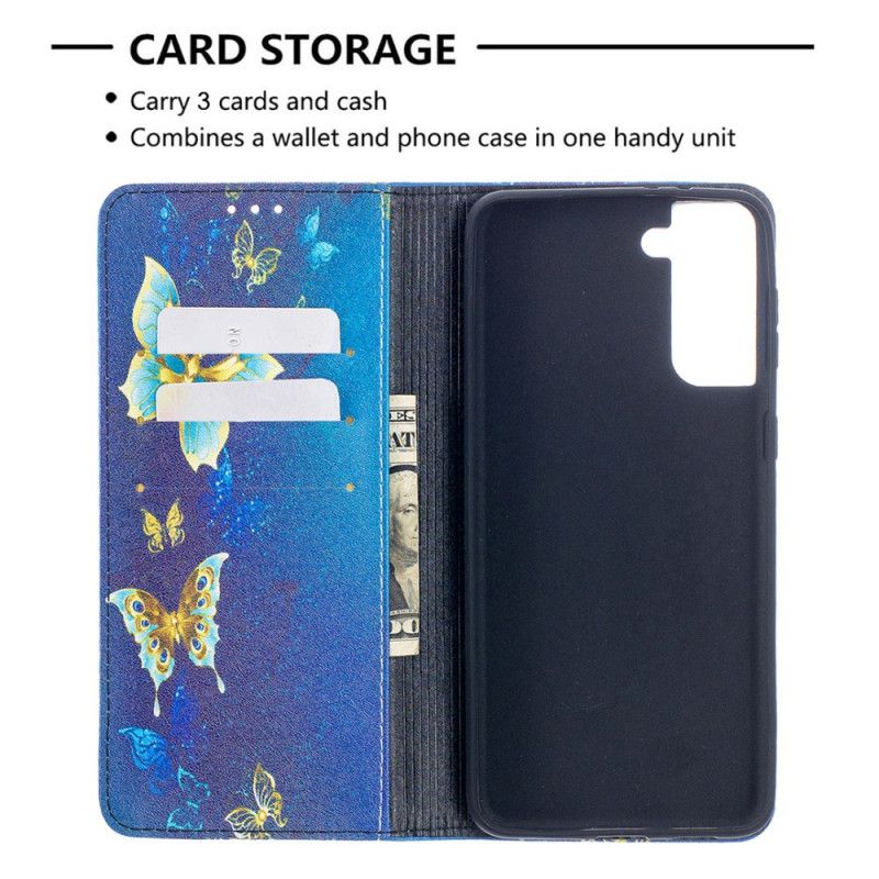 Flip Case Für Samsung Galaxy S21 Plus 5G Bunte Schmetterlinge