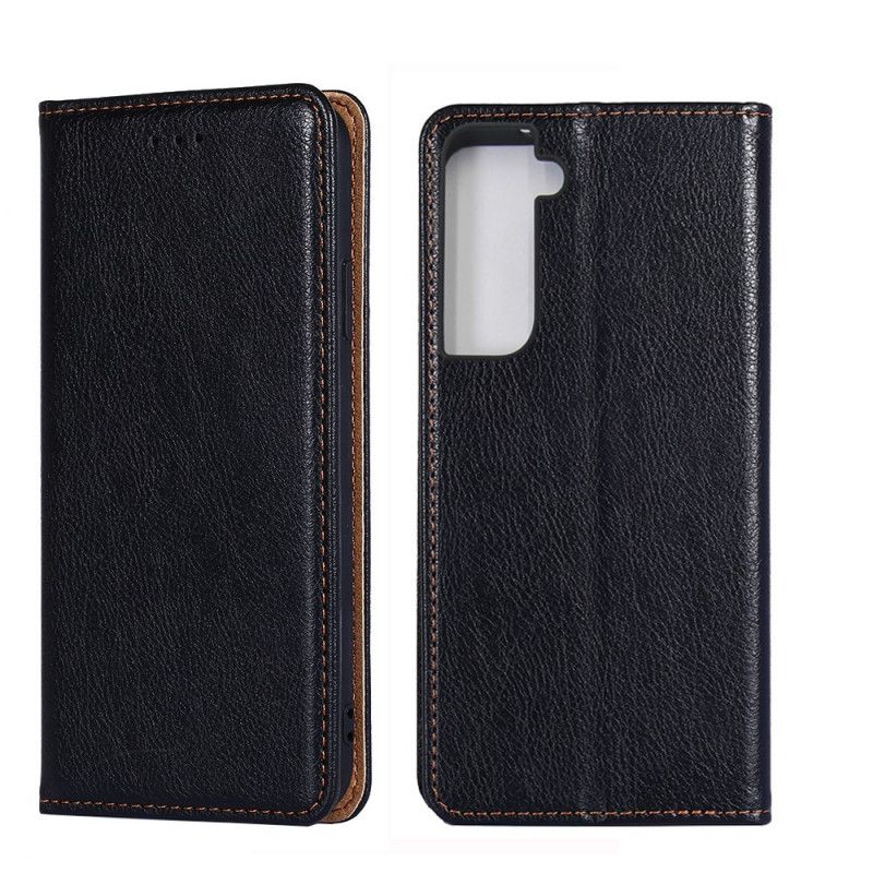 Flip Case Samsung Galaxy S21 Plus 5G Schwarz Klassischer Lederstil