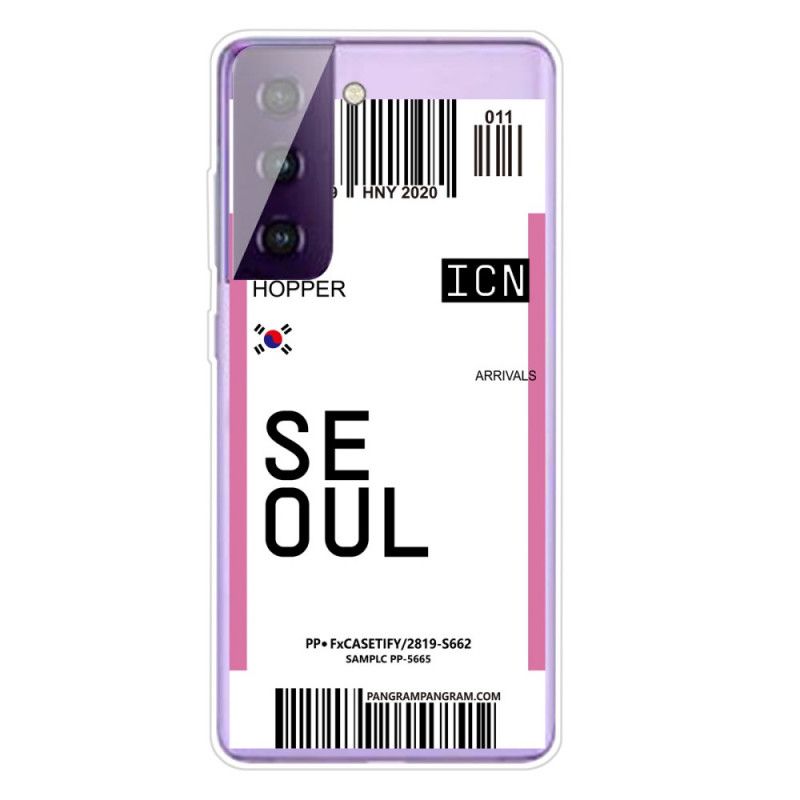 Hülle Für Samsung Galaxy S21 Plus 5G Magenta Bordkarte Nach Seoul