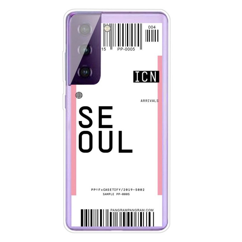Hülle Für Samsung Galaxy S21 Plus 5G Magenta Bordkarte Nach Seoul