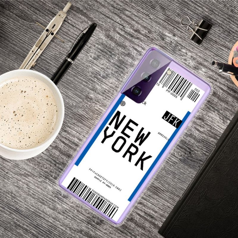 Hülle Für Samsung Galaxy S21 Plus 5G Schwarz Bordkarte Nach New York
