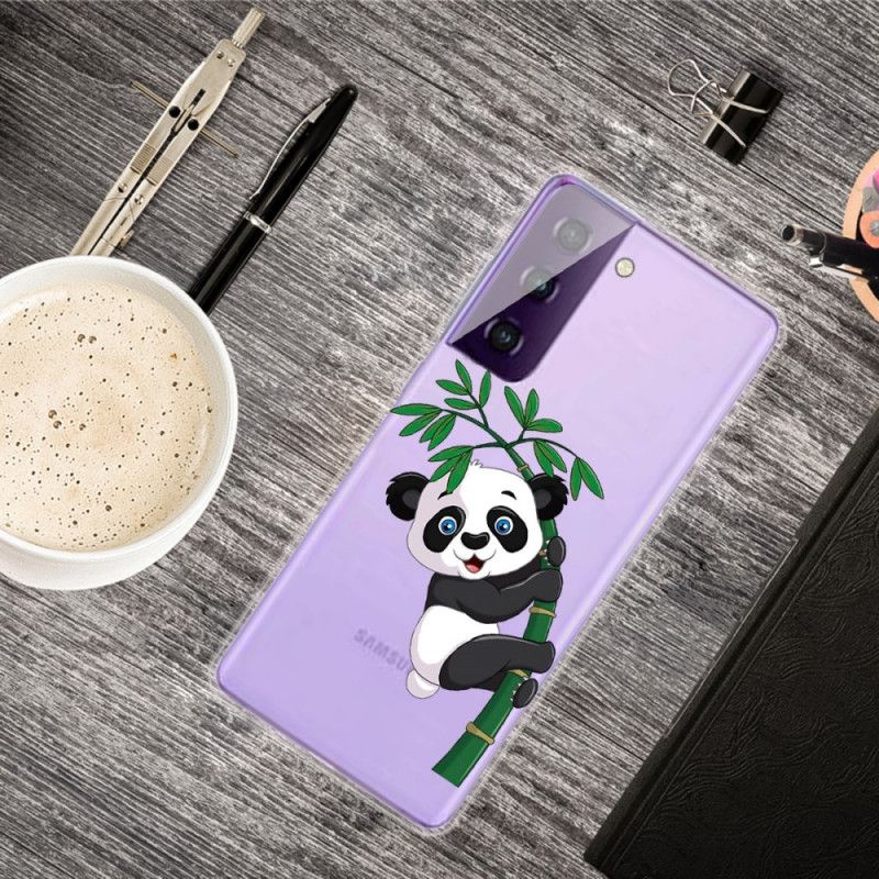 Hülle Für Samsung Galaxy S21 Plus 5G Transparenter Panda Auf Bambus