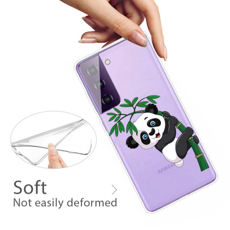 Hülle Für Samsung Galaxy S21 Plus 5G Transparenter Panda Auf Bambus