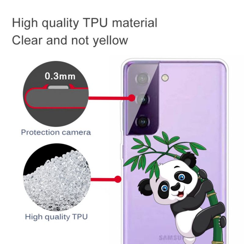 Hülle Für Samsung Galaxy S21 Plus 5G Transparenter Panda Auf Bambus