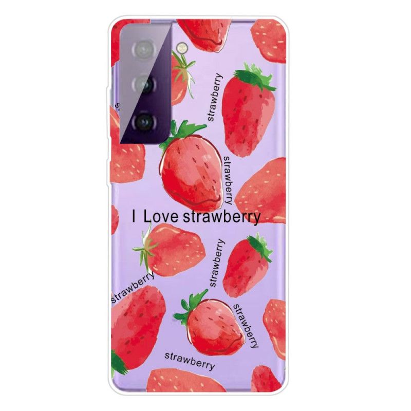Hülle Samsung Galaxy S21 Plus 5G Erdbeeren / Ich Liebe Erdbeeren