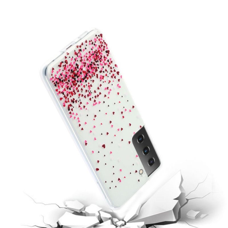 Hülle Samsung Galaxy S21 Plus 5G Handyhülle Transparente Mehrere Rote Herzen