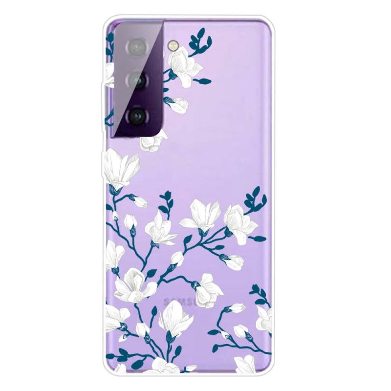 Hülle Samsung Galaxy S21 Plus 5G Handyhülle Weiße Blüten