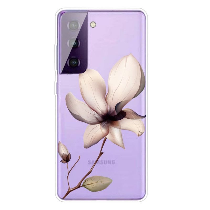 Hülle Samsung Galaxy S21 Plus 5G Pink Transparent Eine Blume