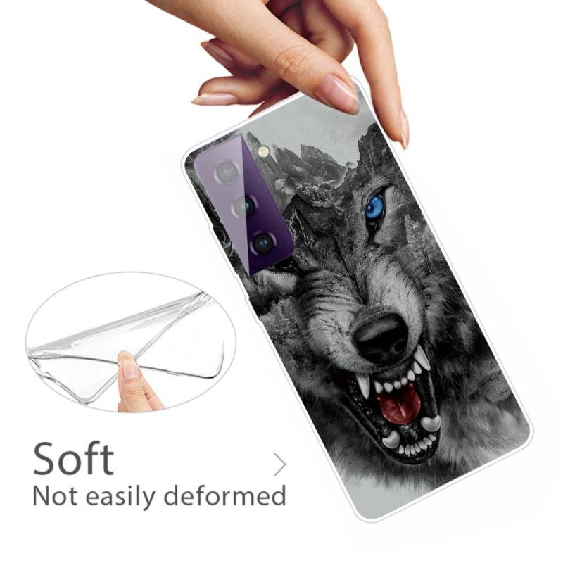 Hülle Samsung Galaxy S21 Plus 5G Schwarz Erhabener Wolf