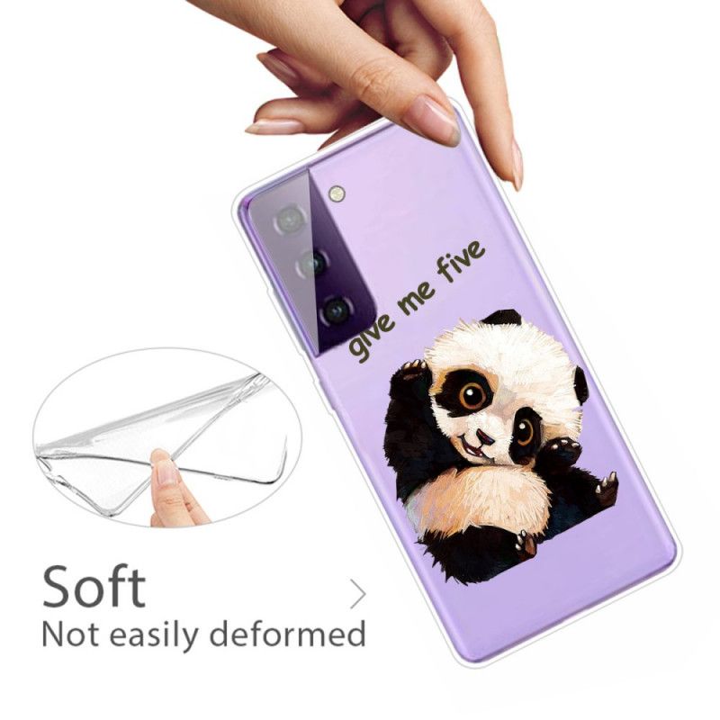 Hülle Samsung Galaxy S21 Plus 5G Transparenter Panda. Gib Mir Fünf
