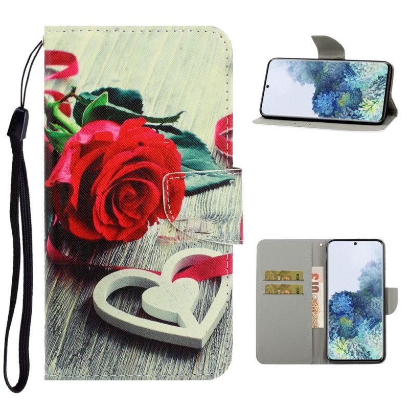 Lederhüllen Für Samsung Galaxy S21 Plus 5G Romantische Rose Mit Tanga