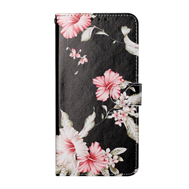 Lederhüllen Für Samsung Galaxy S21 Plus 5G Schwarz Wilde Blumen