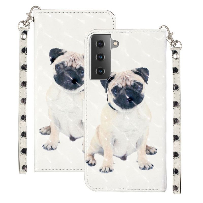 Lederhüllen Samsung Galaxy S21 Plus 5G Handyhülle Lichtpunkte Des Hundes Mit Riemen