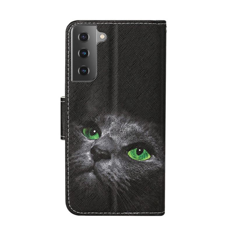 Lederhüllen Samsung Galaxy S21 Plus 5G Katze Mit Grünen Augen Und Tanga