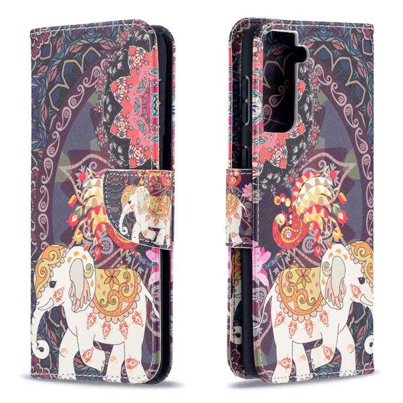 Lederhüllen Samsung Galaxy S21 Plus 5G Mandala Für Ethnische Elefanten