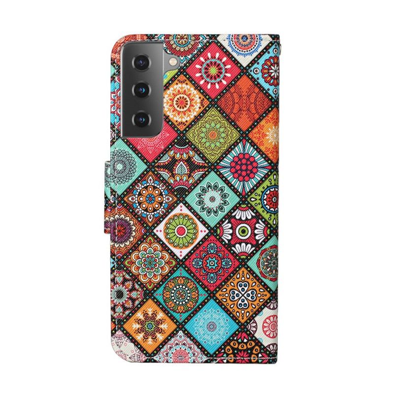 Lederhüllen Samsung Galaxy S21 Plus 5G Patchwork-Mandalas Mit Tanga