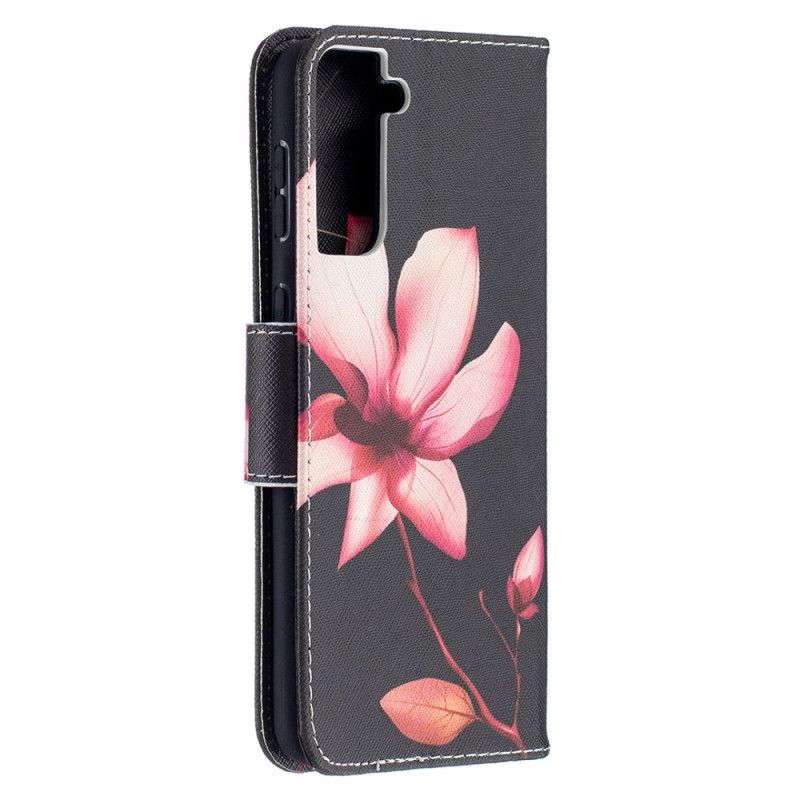 Lederhüllen Samsung Galaxy S21 Plus 5G Rosa Blume