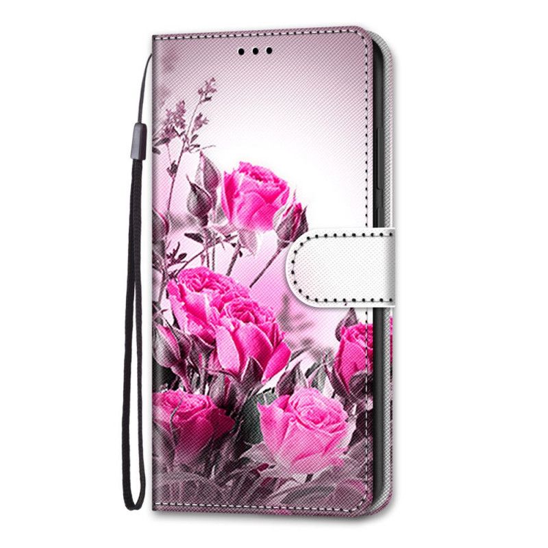 Lederhüllen Samsung Galaxy S21 Plus 5G Rot Handyhülle Magische Blumen