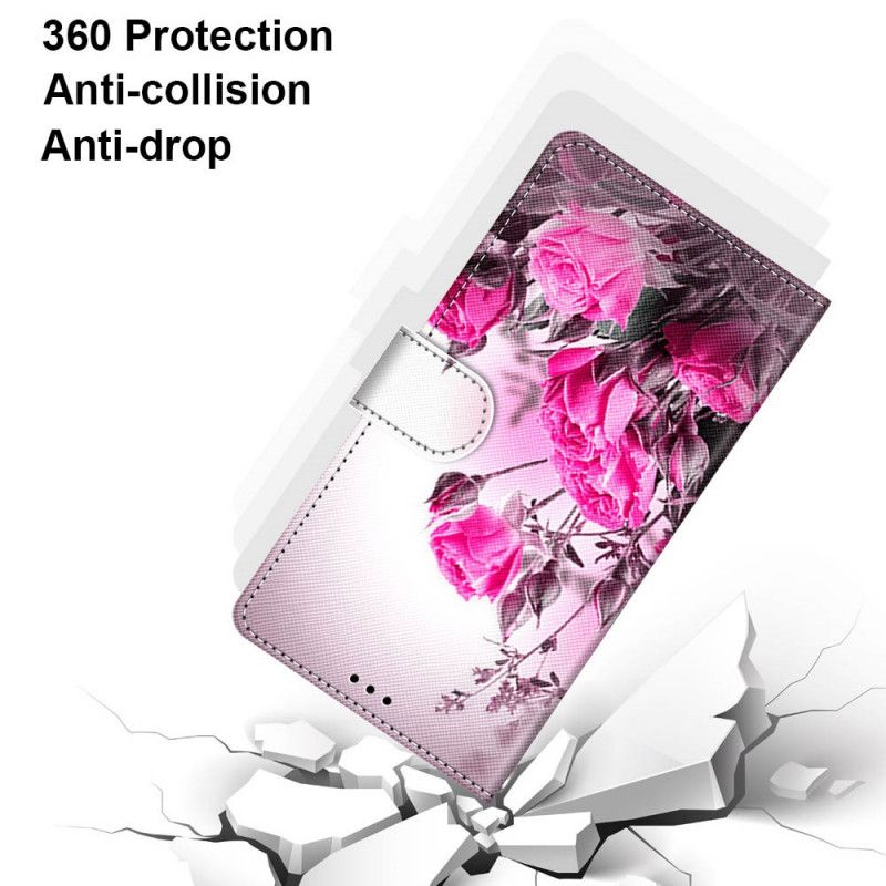 Lederhüllen Samsung Galaxy S21 Plus 5G Rot Handyhülle Magische Blumen