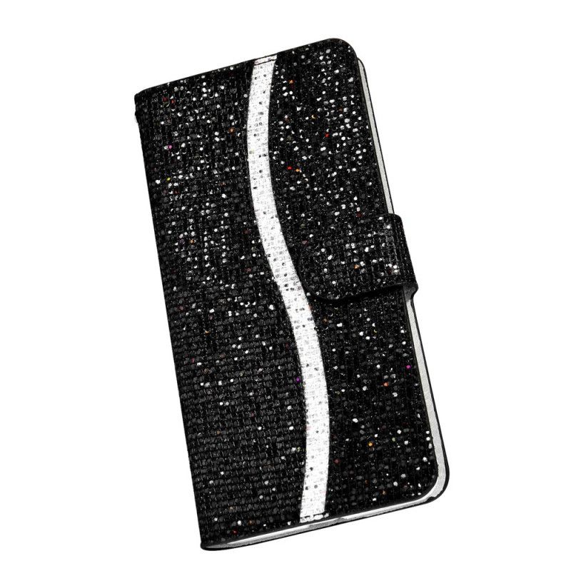 Lederhüllen Samsung Galaxy S21 Plus 5G Schwarz Handyhülle Glitzer-Design
