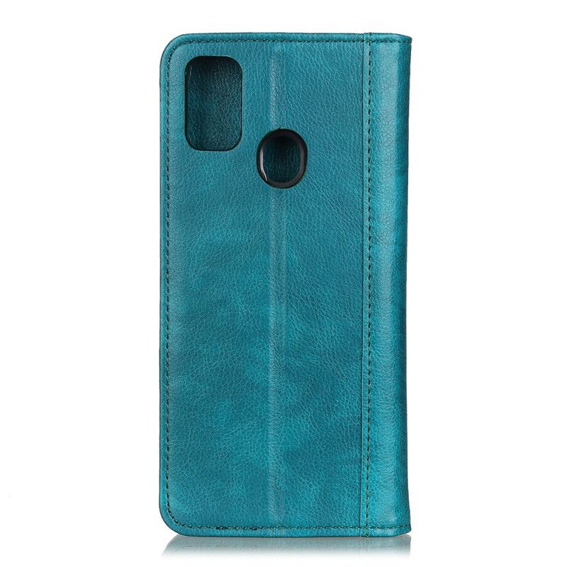 Flip Case Samsung Galaxy M21 Schwarz Charmantes Geteiltes Litschileder